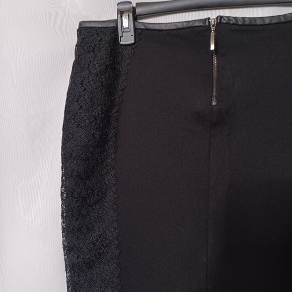 ZARA BASIC Black Skirt With Lace Trim & Faux Leather Waist. Size XL - Picture 5 of 11